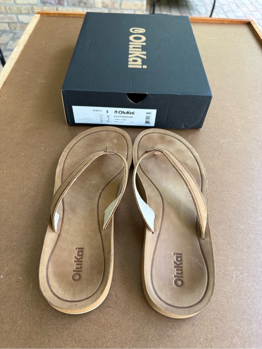 OluKai Southshore Flip Flops in Toffee - Picture 3 of 5